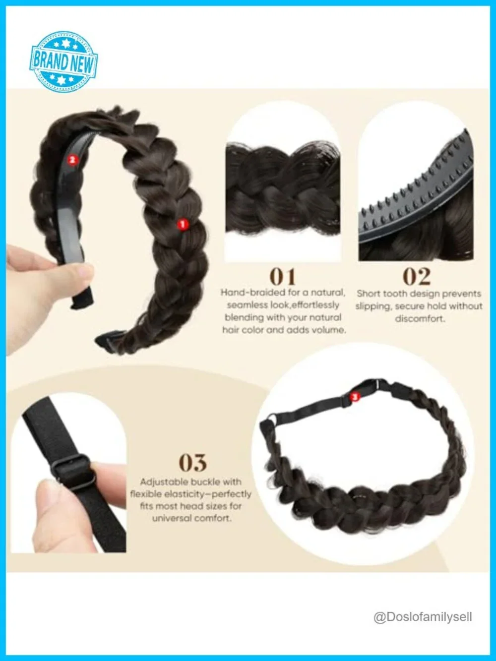 2PCs Braided Headbands Women Handmade Elastic Stretch Hair Hoops Accessories